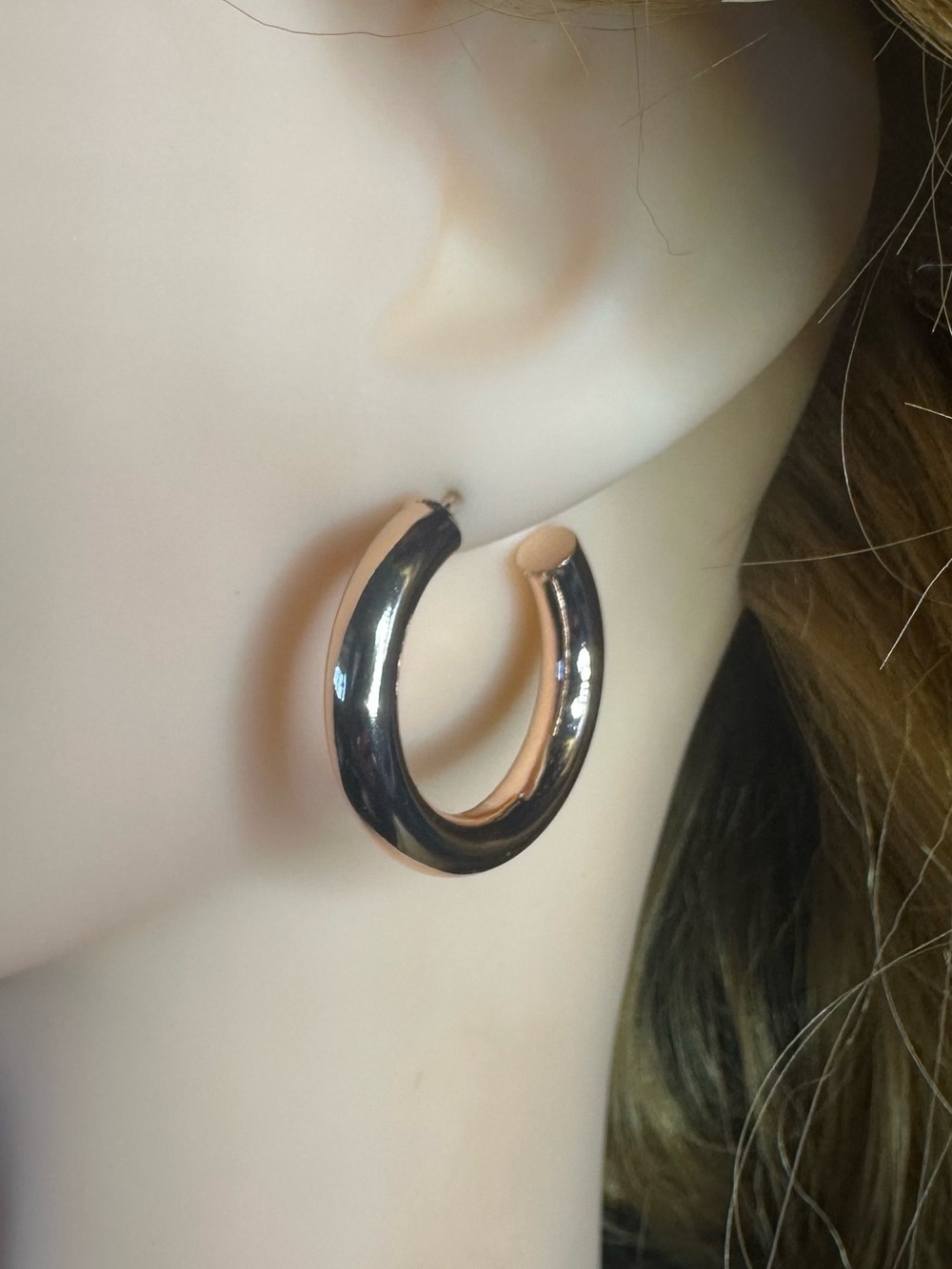 Chunky Rose Gold Half Hoop Earrings Thick Tube Open Hoops Statement